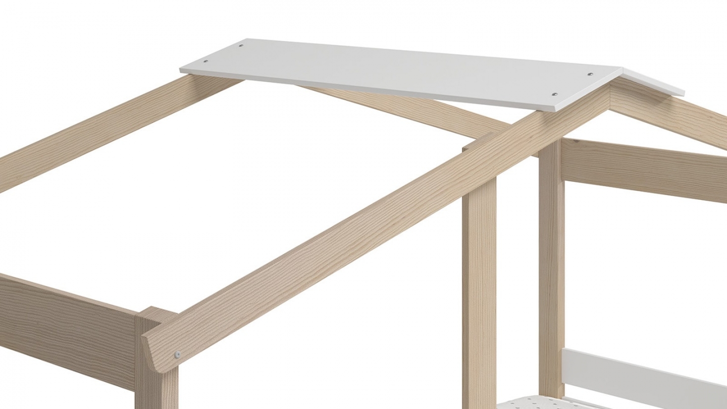 Lit cabane enfant 90x190 cm en bois clair / blanc - Violette