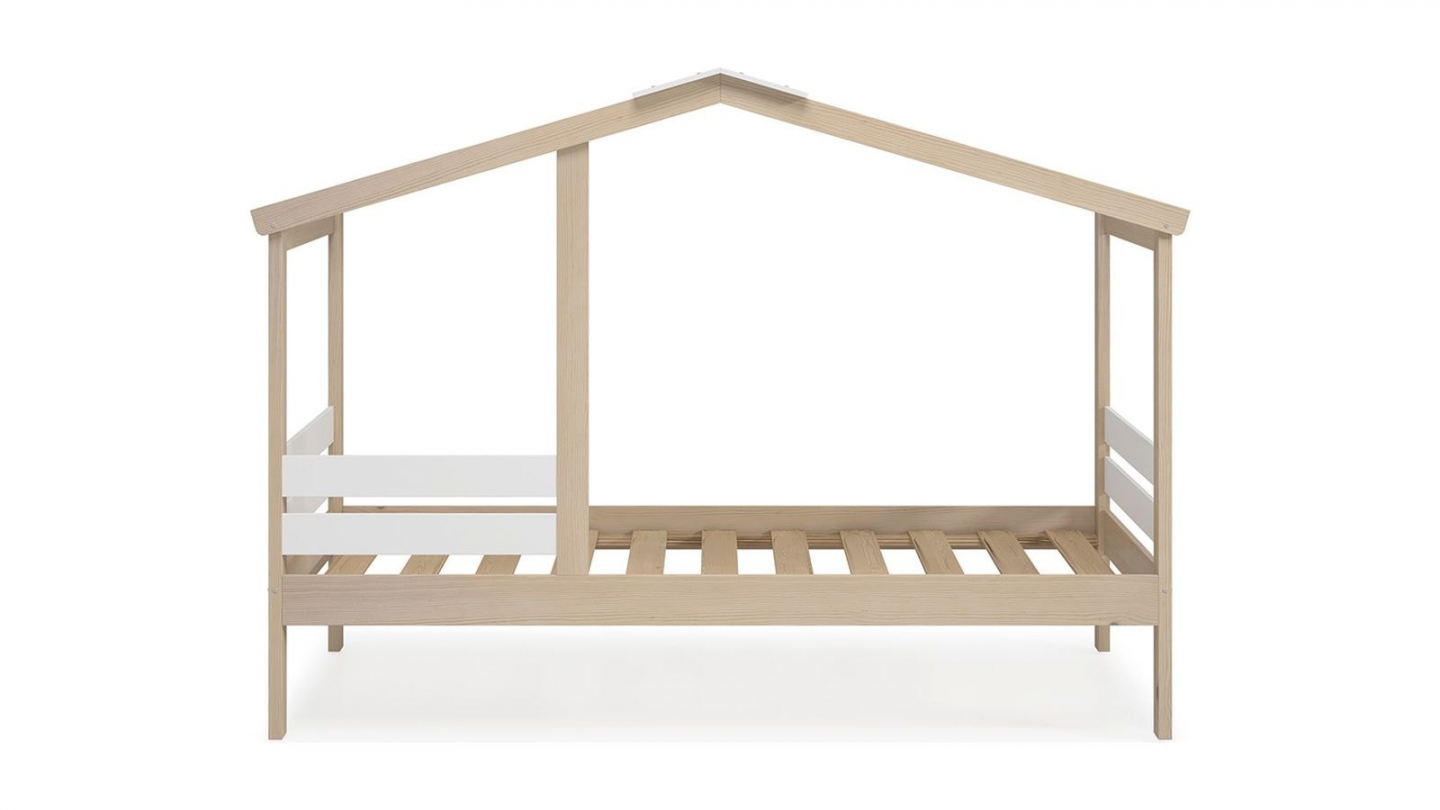 Lit cabane enfant 90x190 cm en bois clair / blanc - Violette