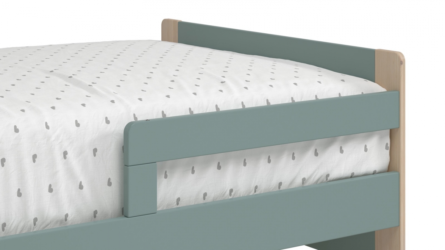 Lit enfant evolutif 90x140/190 cm en bois vert kaki - Luan