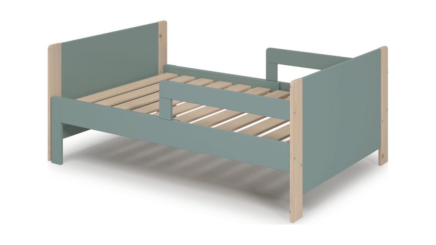 Lit enfant evolutif 90x140/190 cm en bois vert kaki - Luan