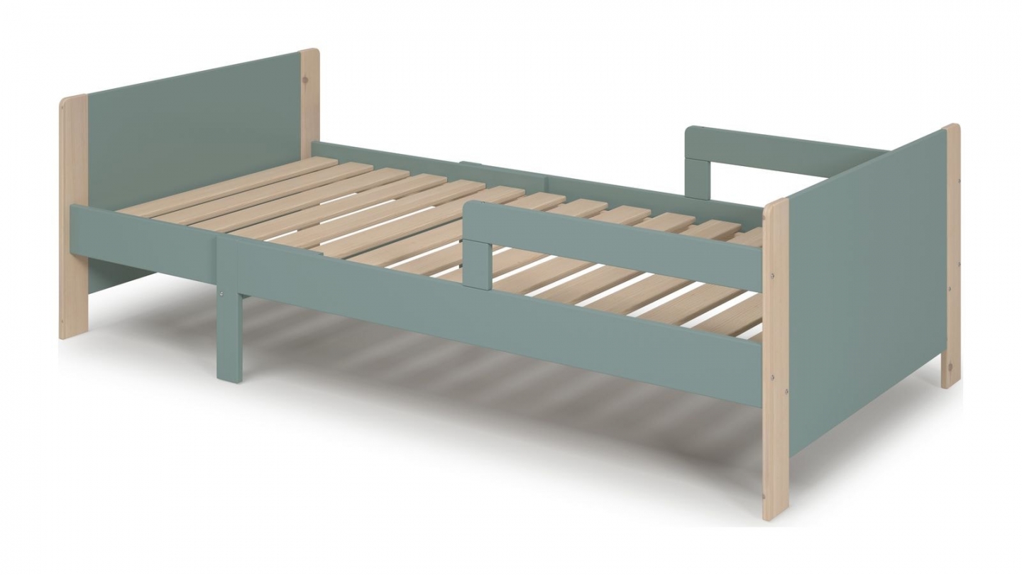 Lit enfant evolutif 90x140/190 cm en bois vert kaki - Luan