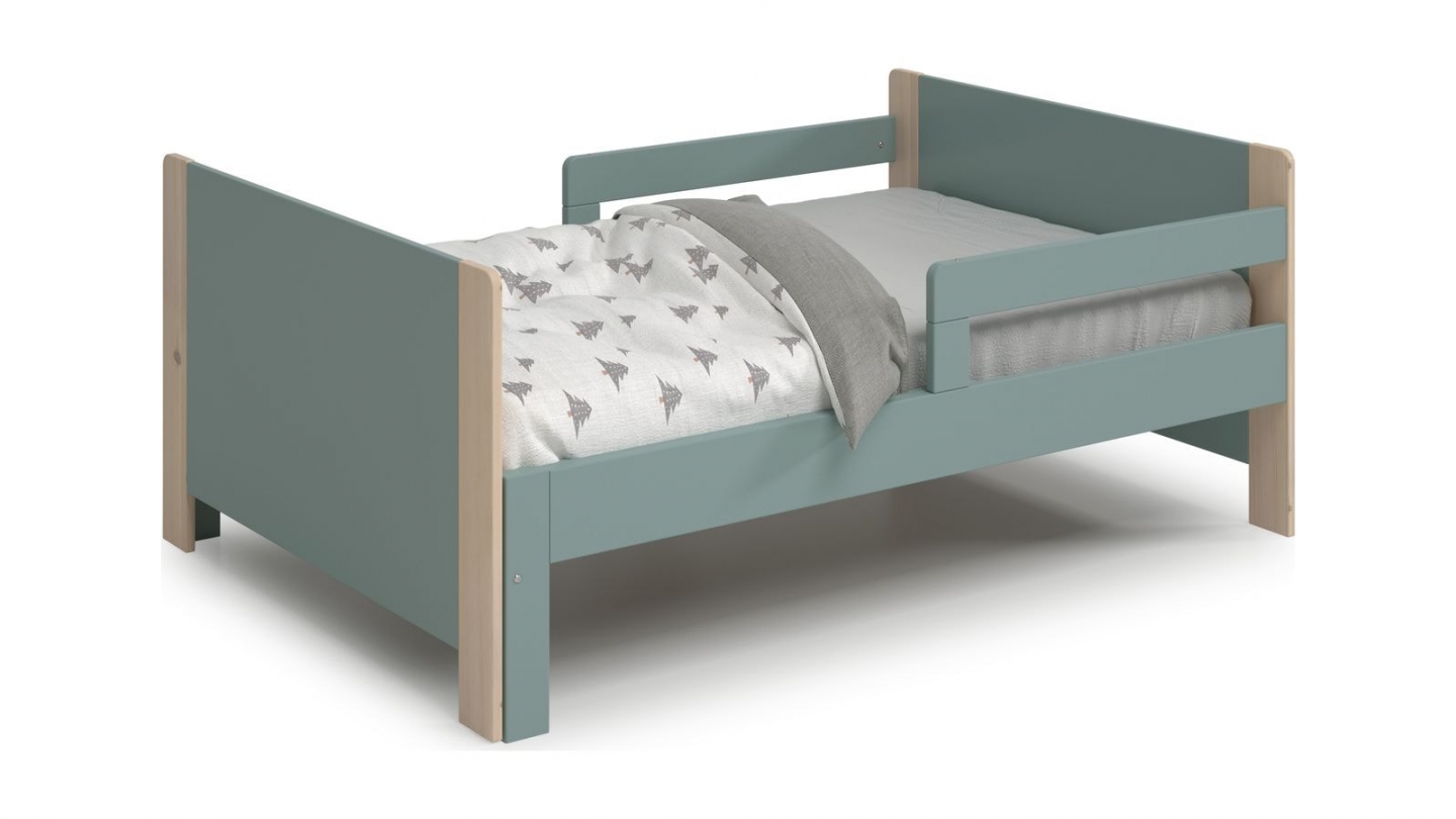 Lit enfant evolutif 90x140/190 cm en bois vert kaki - Luan