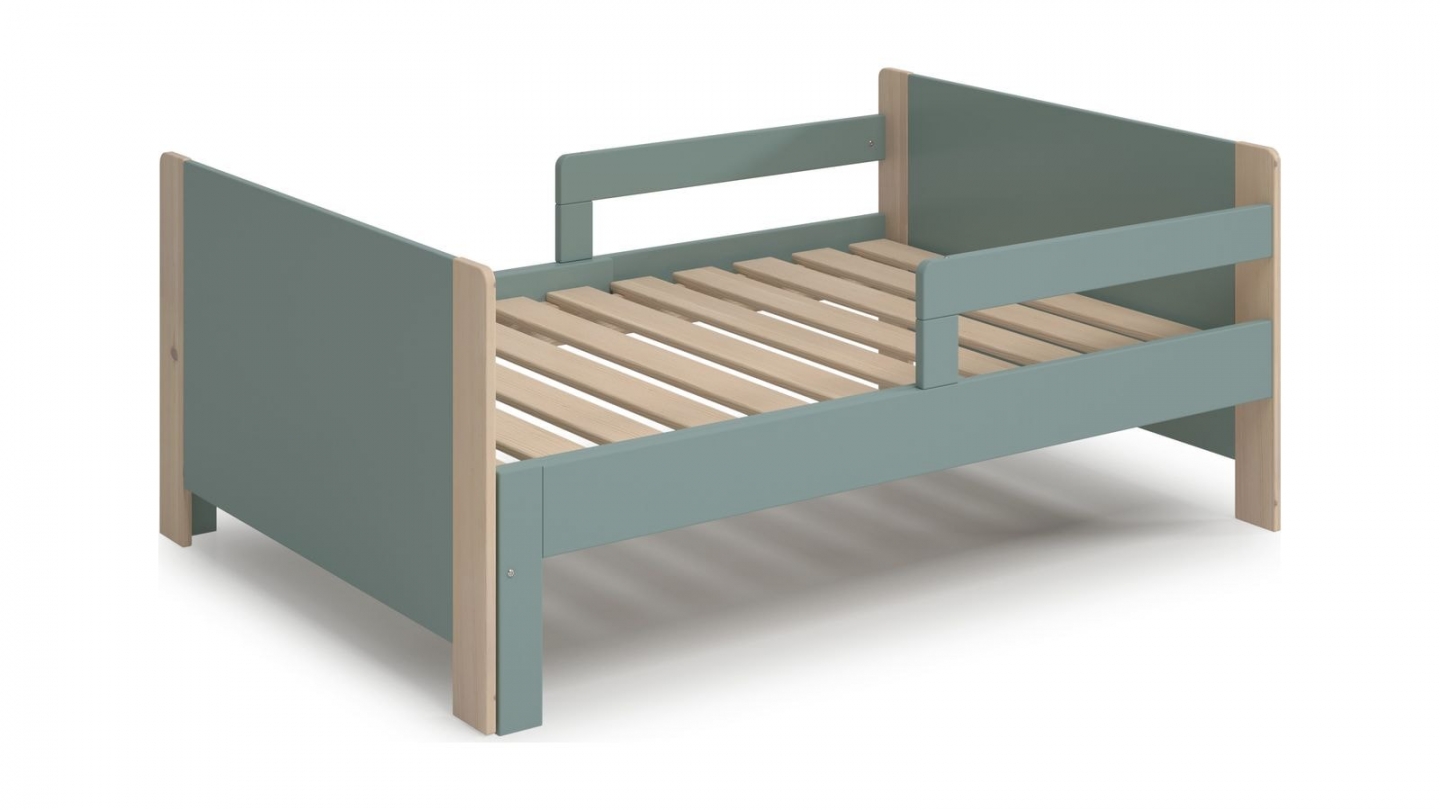 Lit enfant evolutif 90x140/190 cm en bois vert kaki - Luan