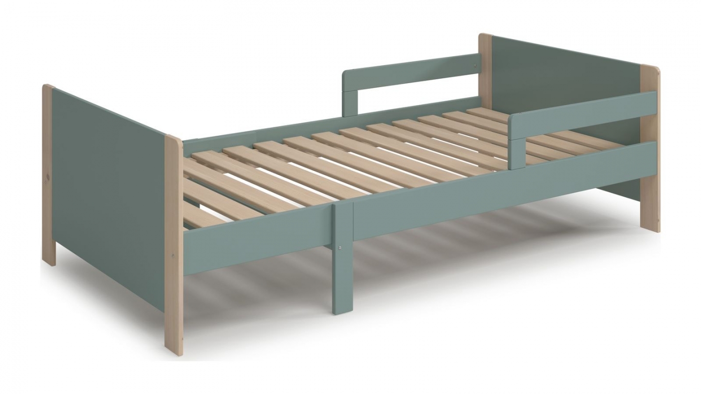 Lit enfant evolutif 90x140/190 cm en bois vert kaki - Luan