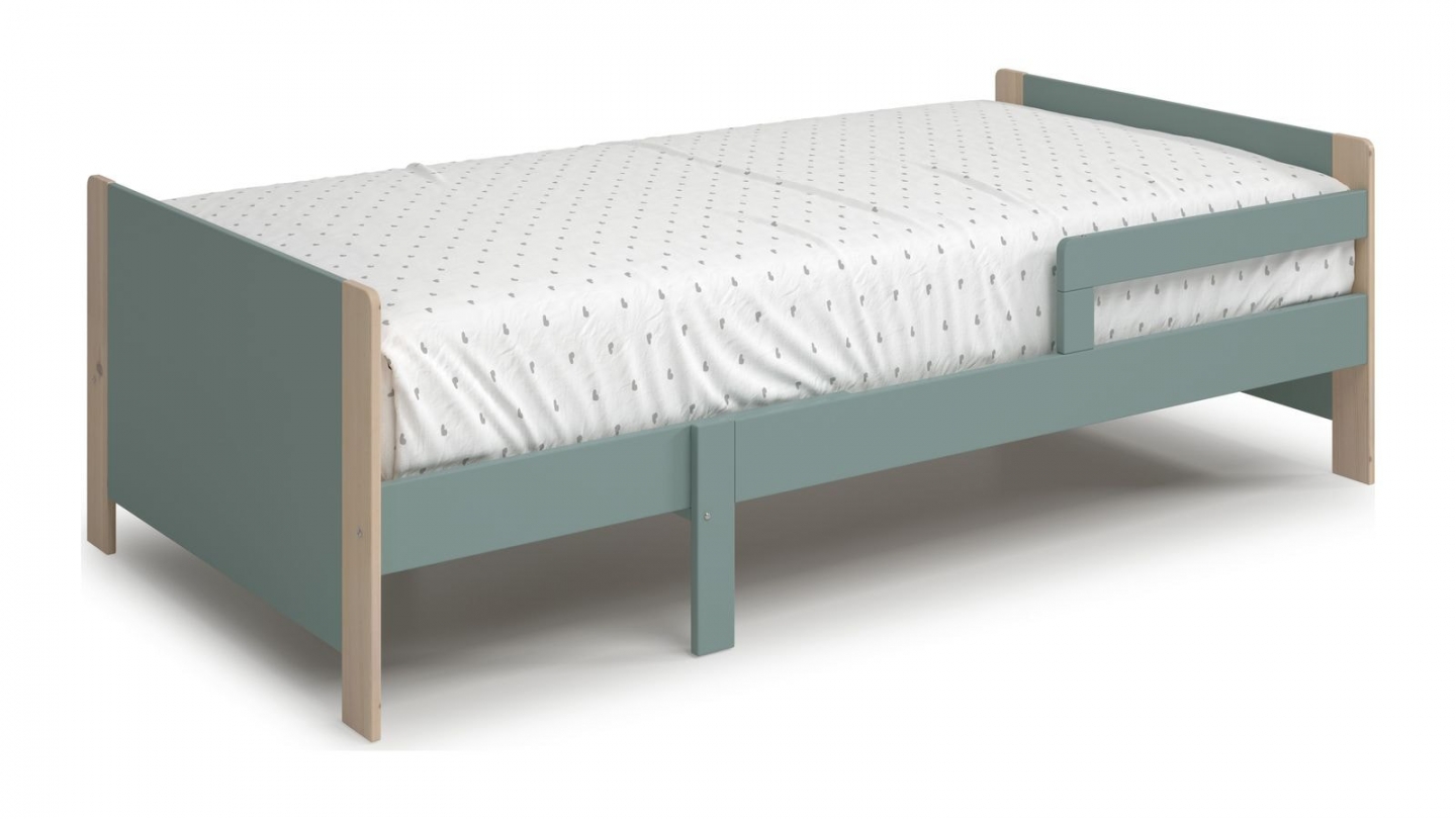 Lit enfant evolutif 90x140/190 cm en bois vert kaki - Luan