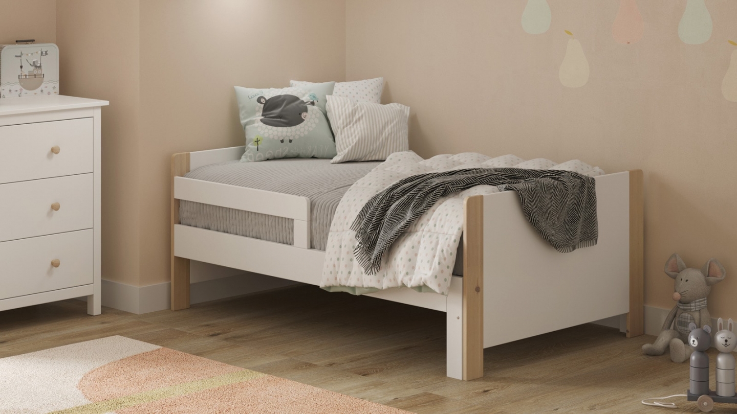 Lit enfant evolutif 90x140/190 cm en bois blanc - Luan