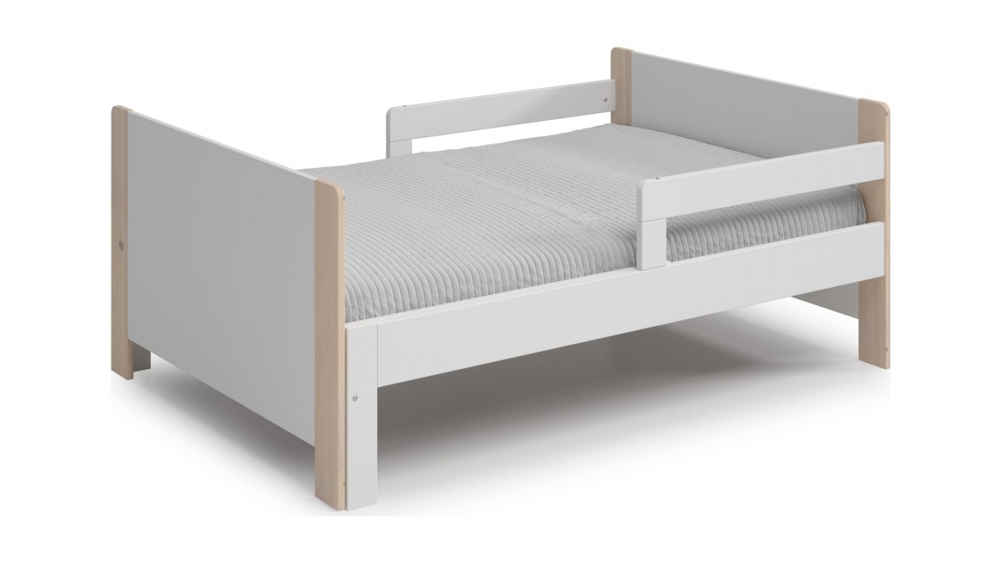 Lit enfant evolutif 90x140/190 cm en bois blanc - Luan