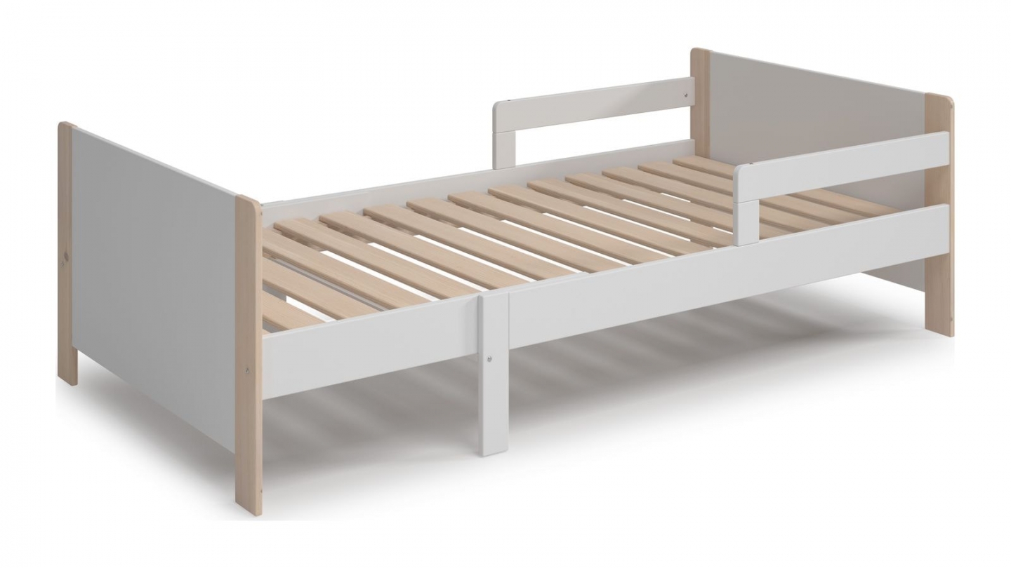 Lit enfant evolutif 90x140/190 cm en bois blanc - Luan