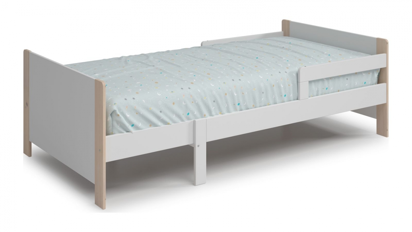 Lit enfant evolutif 90x140/190 cm en bois blanc - Luan