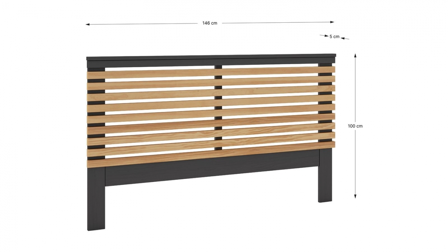 Tête de lit adulte en lattes de bois clair / bois foncé 140 cm - Timeo