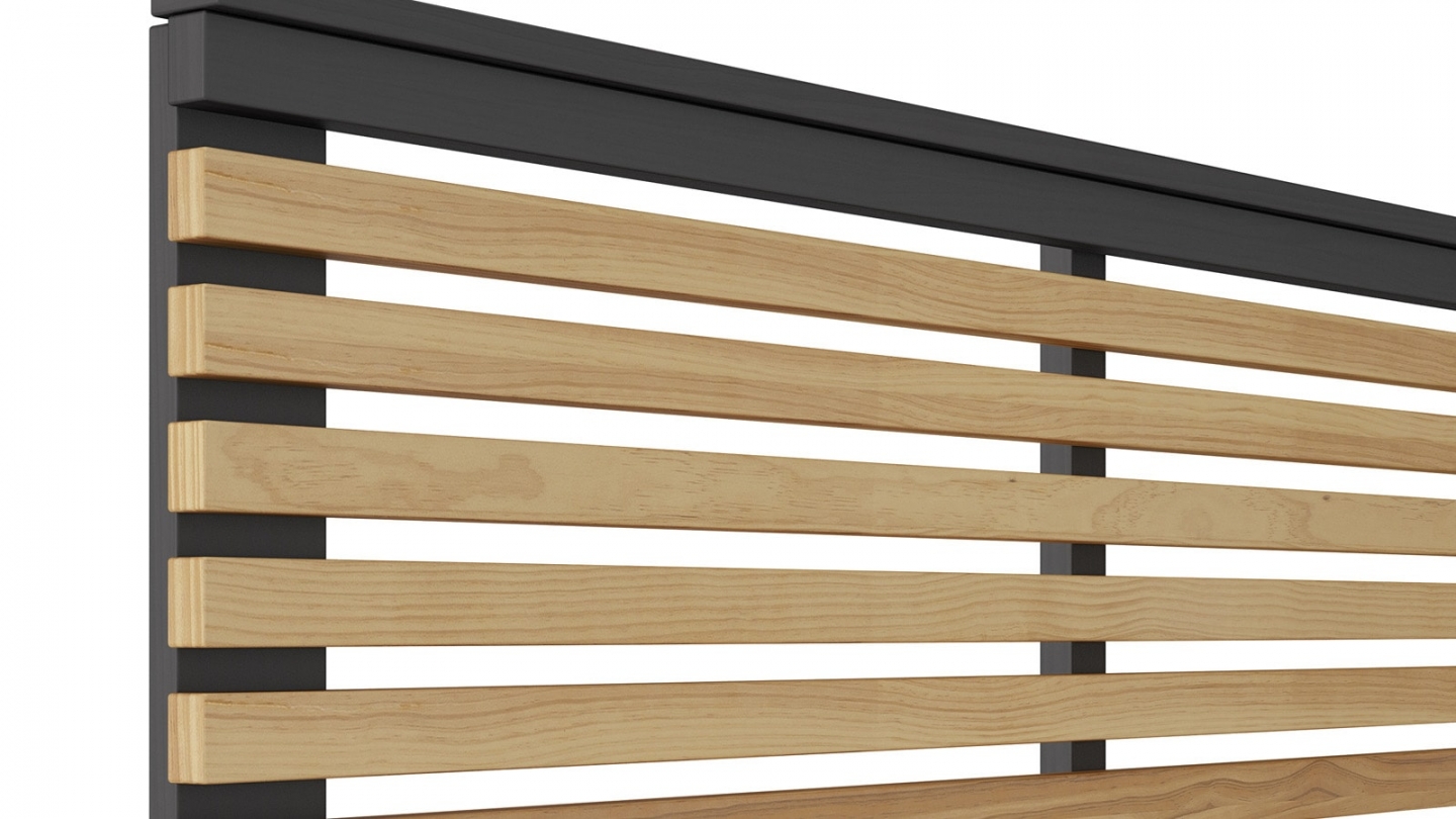 Tête de lit adulte en lattes de bois clair / bois foncé 140 cm - Timeo
