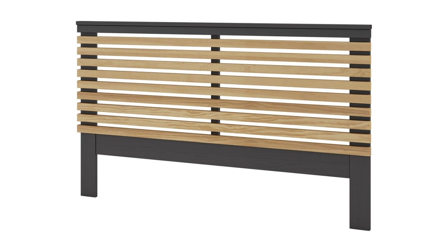 Tête de lit adulte en lattes de bois clair / bois foncé 140 cm - Timeo