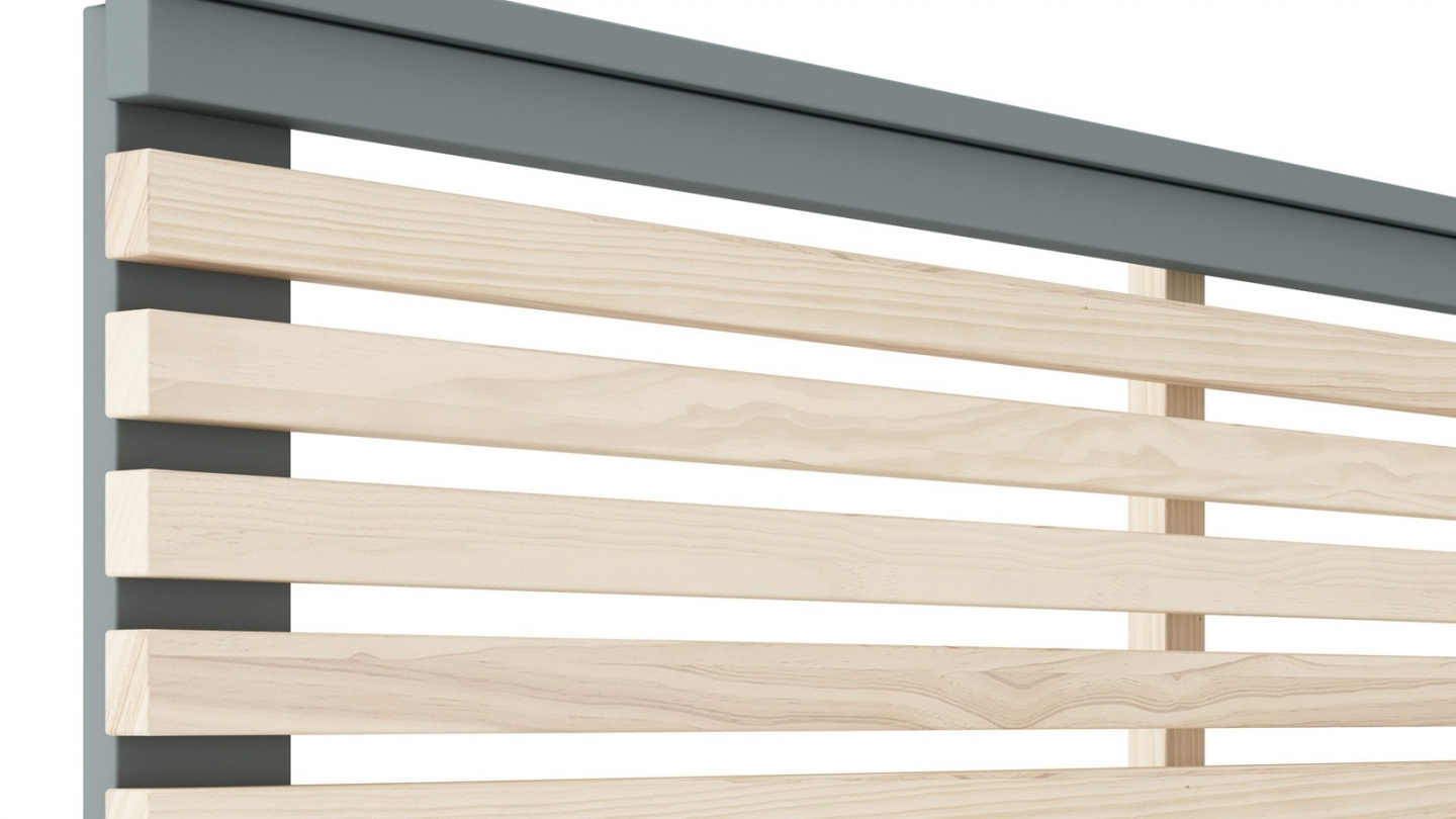 Tête de lit adulte en lattes de bois clair / vert kaki 140 cm - Lucy