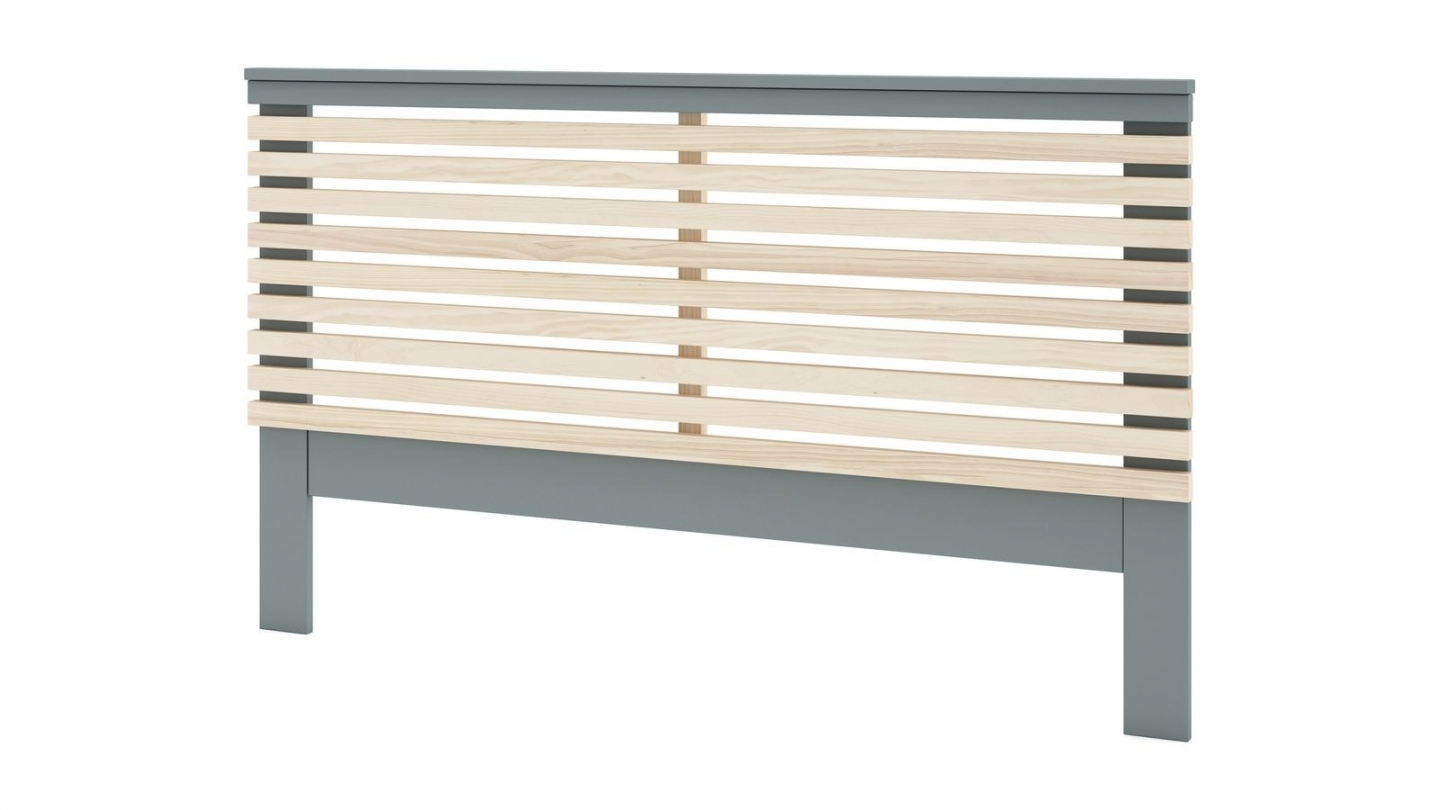 Tête de lit adulte en lattes de bois clair / vert kaki 140 cm - Lucy