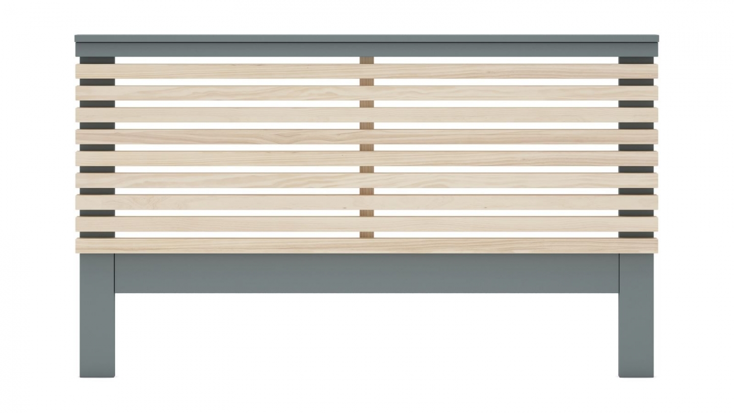 Tête de lit adulte en lattes de bois clair / vert kaki 140 cm - Lucy