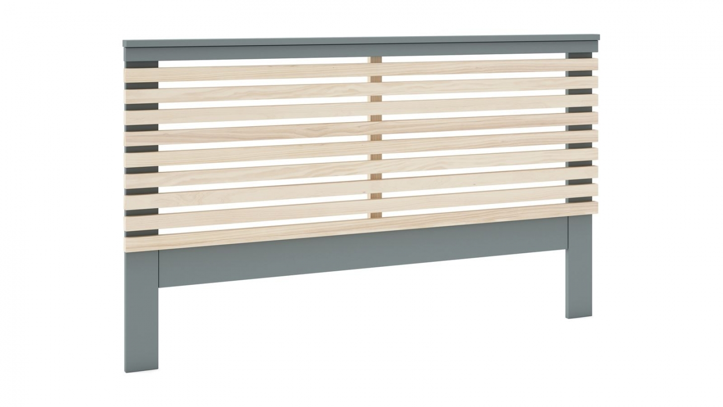 Tête de lit adulte en lattes de bois clair / vert kaki 140 cm - Lucy