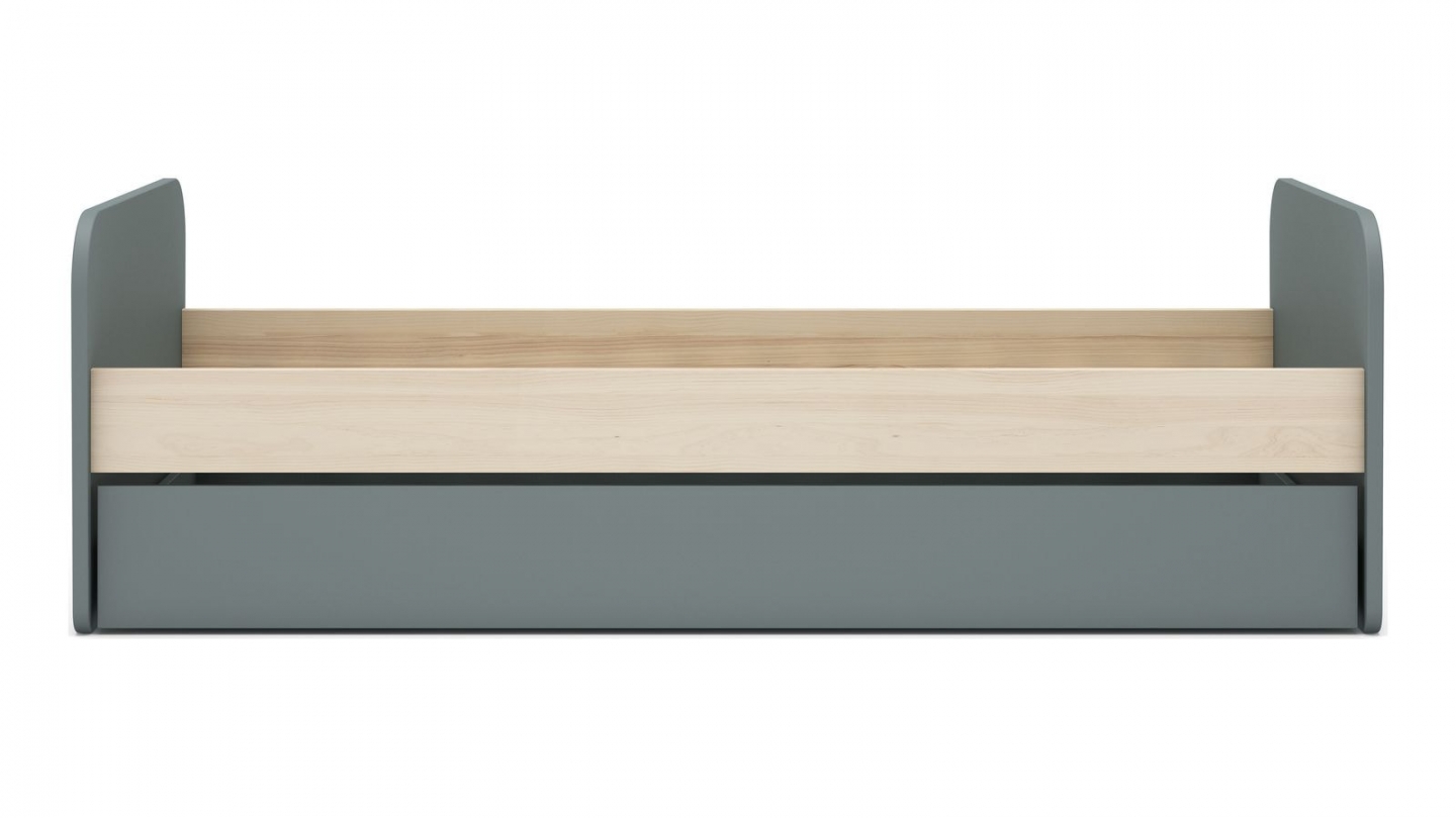 Lit gigogne enfant 90x190 cm à tiroir en bois vert kaki - Elise