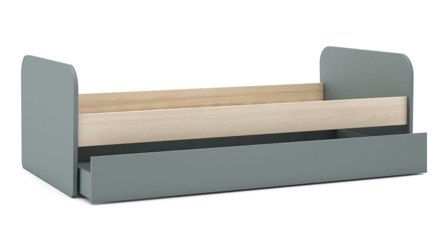 Lit gigogne enfant 90x190 cm à tiroir en bois vert kaki - Elise