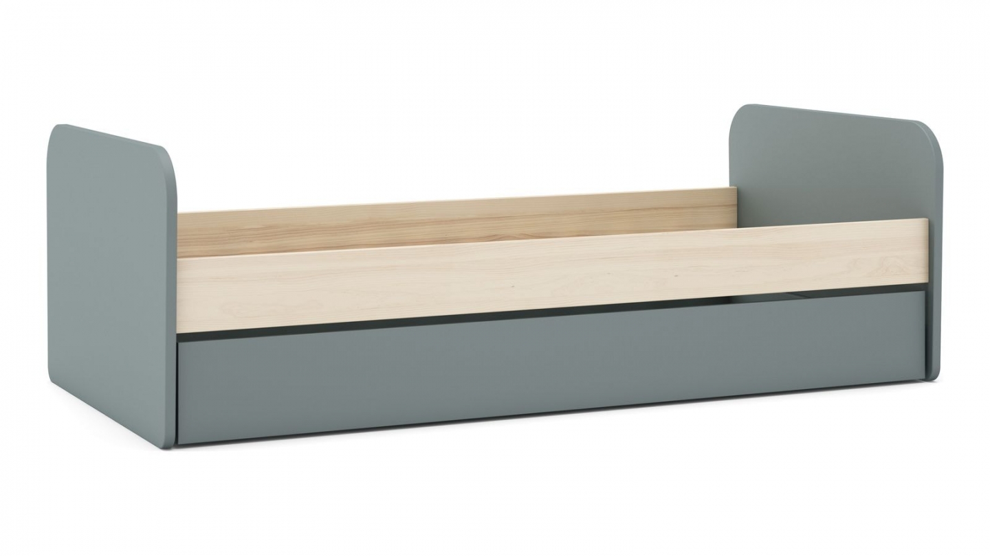 Lit gigogne enfant 90x190 cm à tiroir en bois vert kaki - Elise