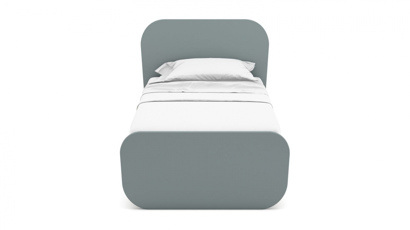 Lit enfant 90x190 cm avec tête de lit en bois vert kaki - Elise