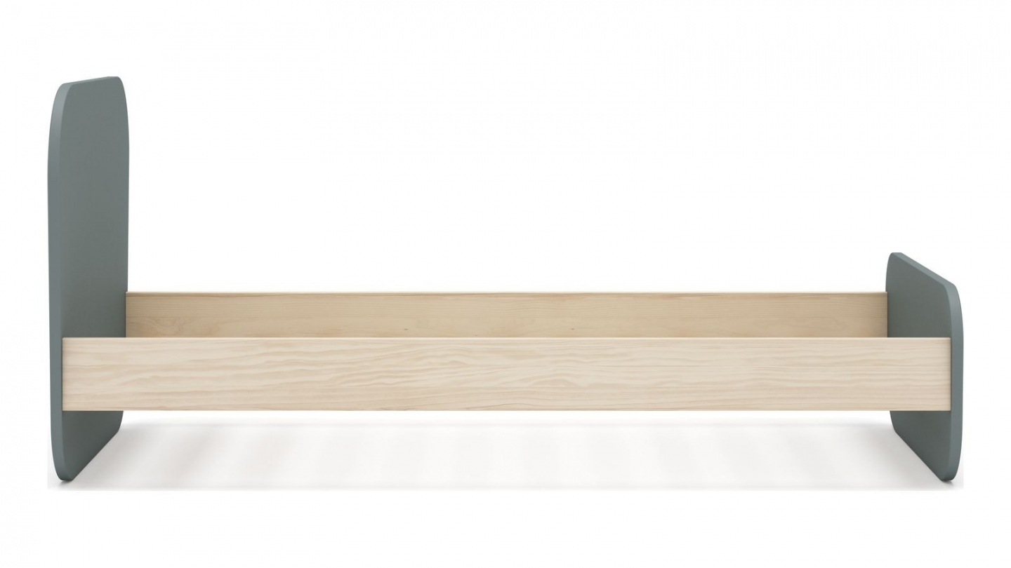 Lit enfant 90x190 cm avec tête de lit en bois vert kaki - Elise