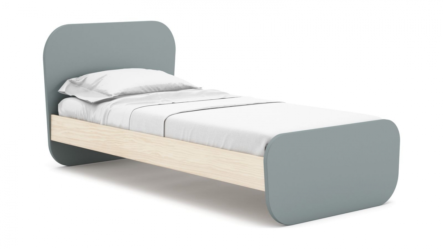 Lit enfant 90x190 cm avec tête de lit en bois vert kaki - Elise