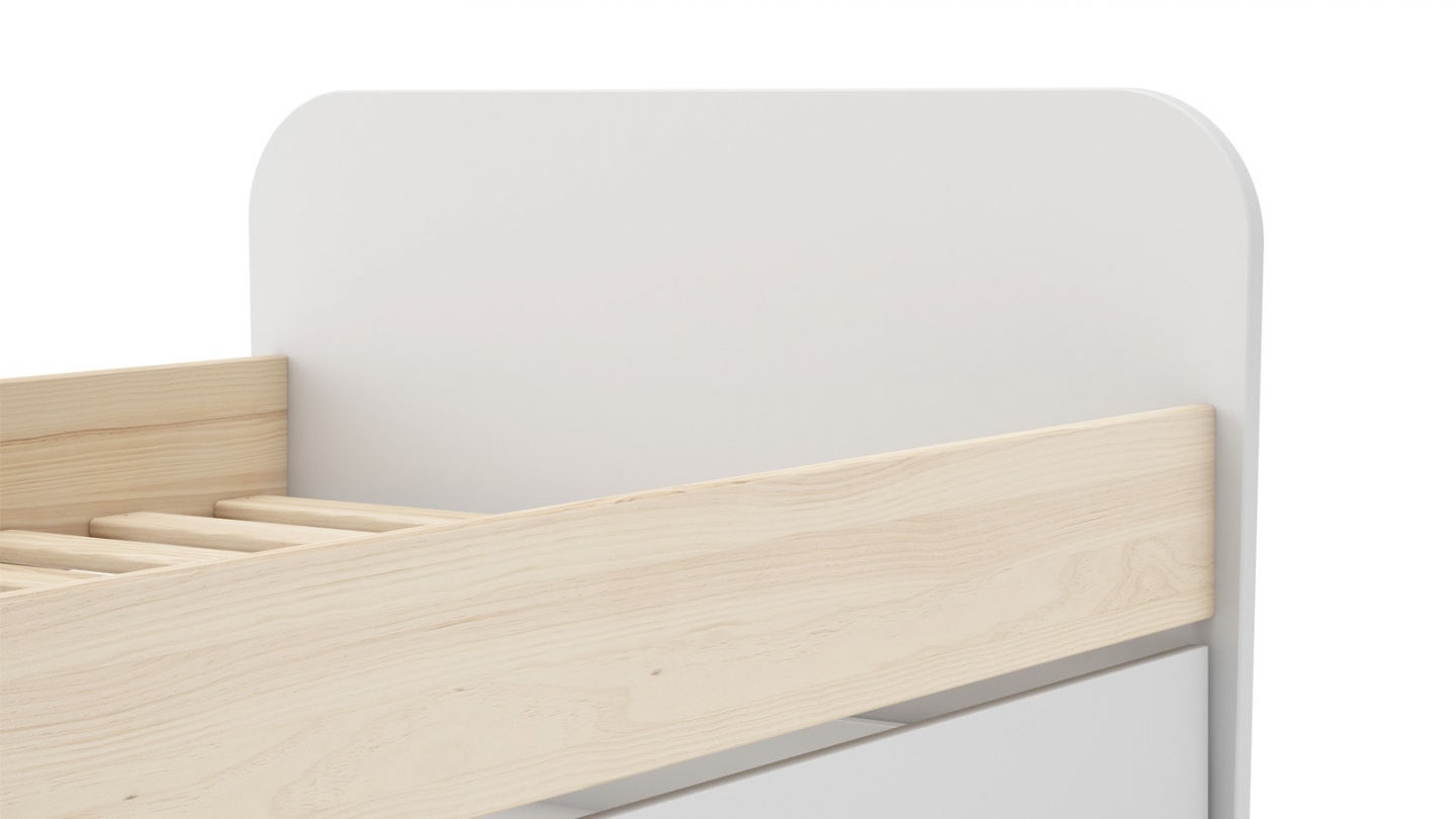 Lit gigogne enfant 90x190 cm à tiroir en bois blanc - Elise