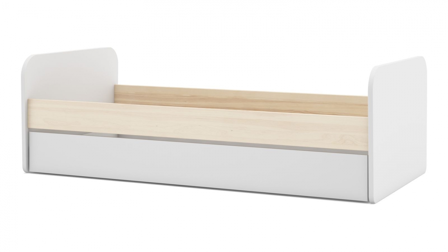 Lit gigogne enfant 90x190 cm à tiroir en bois blanc - Elise
