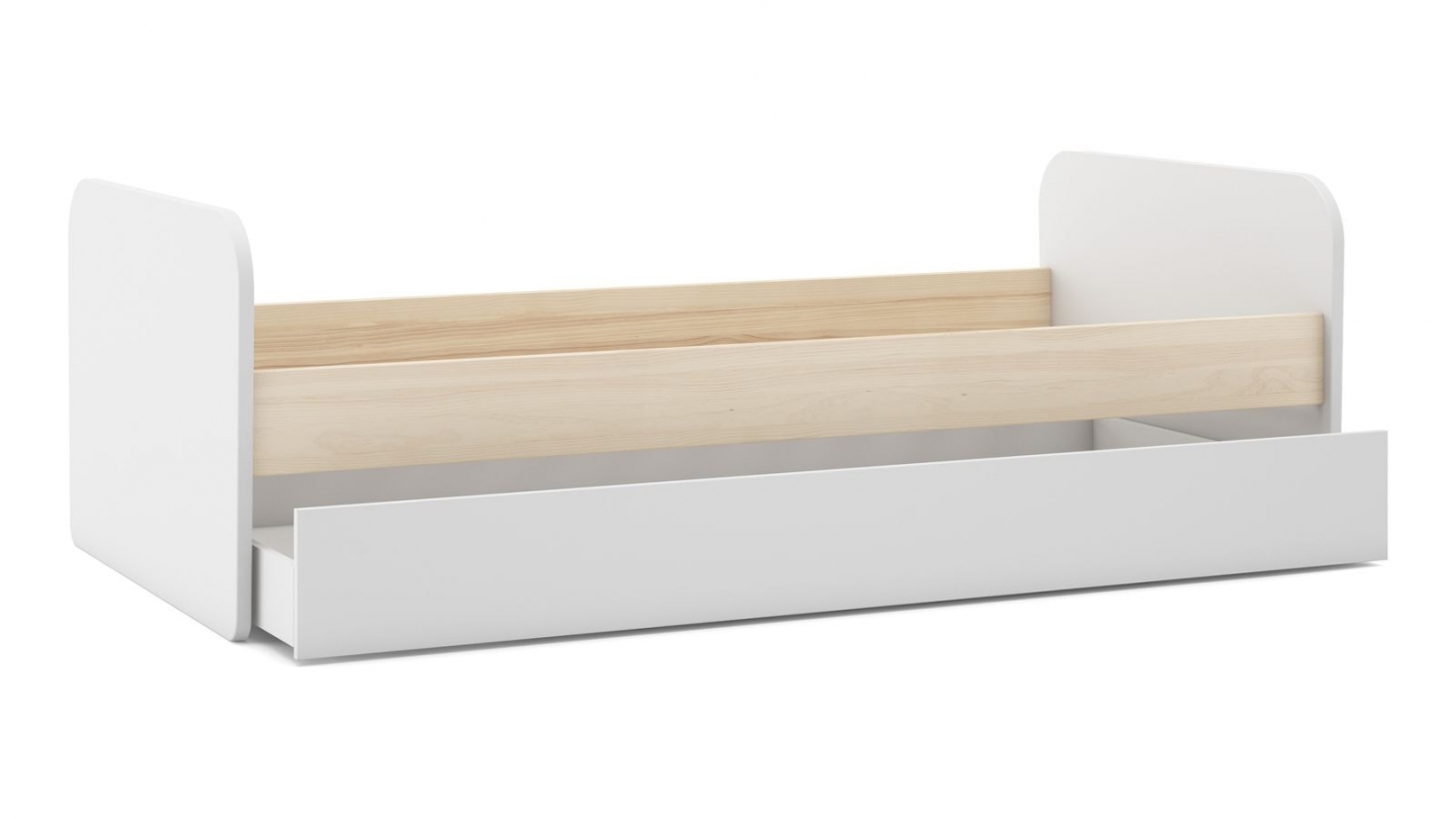 Lit gigogne enfant 90x190 cm à tiroir en bois blanc - Elise