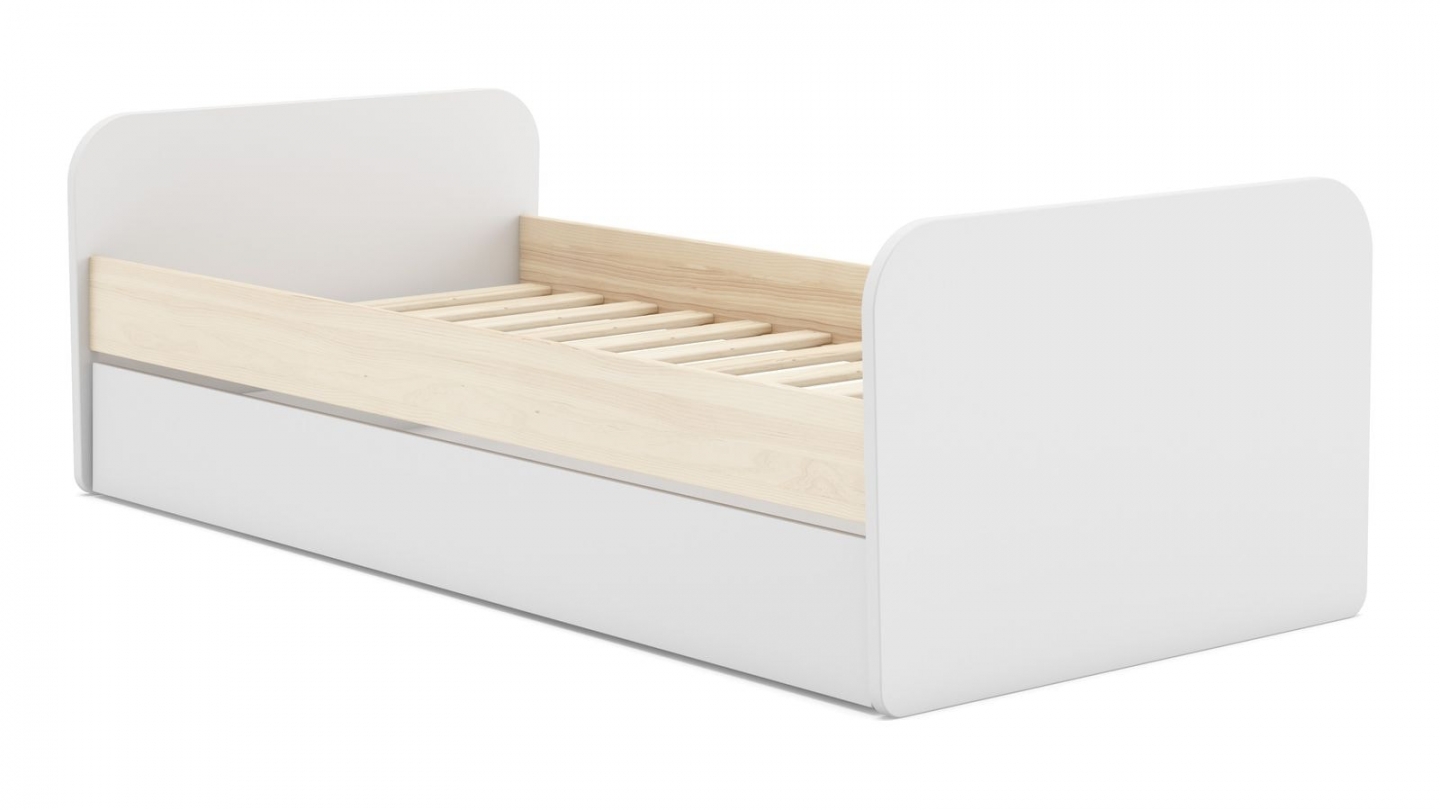 Lit gigogne enfant 90x190 cm à tiroir en bois blanc - Elise