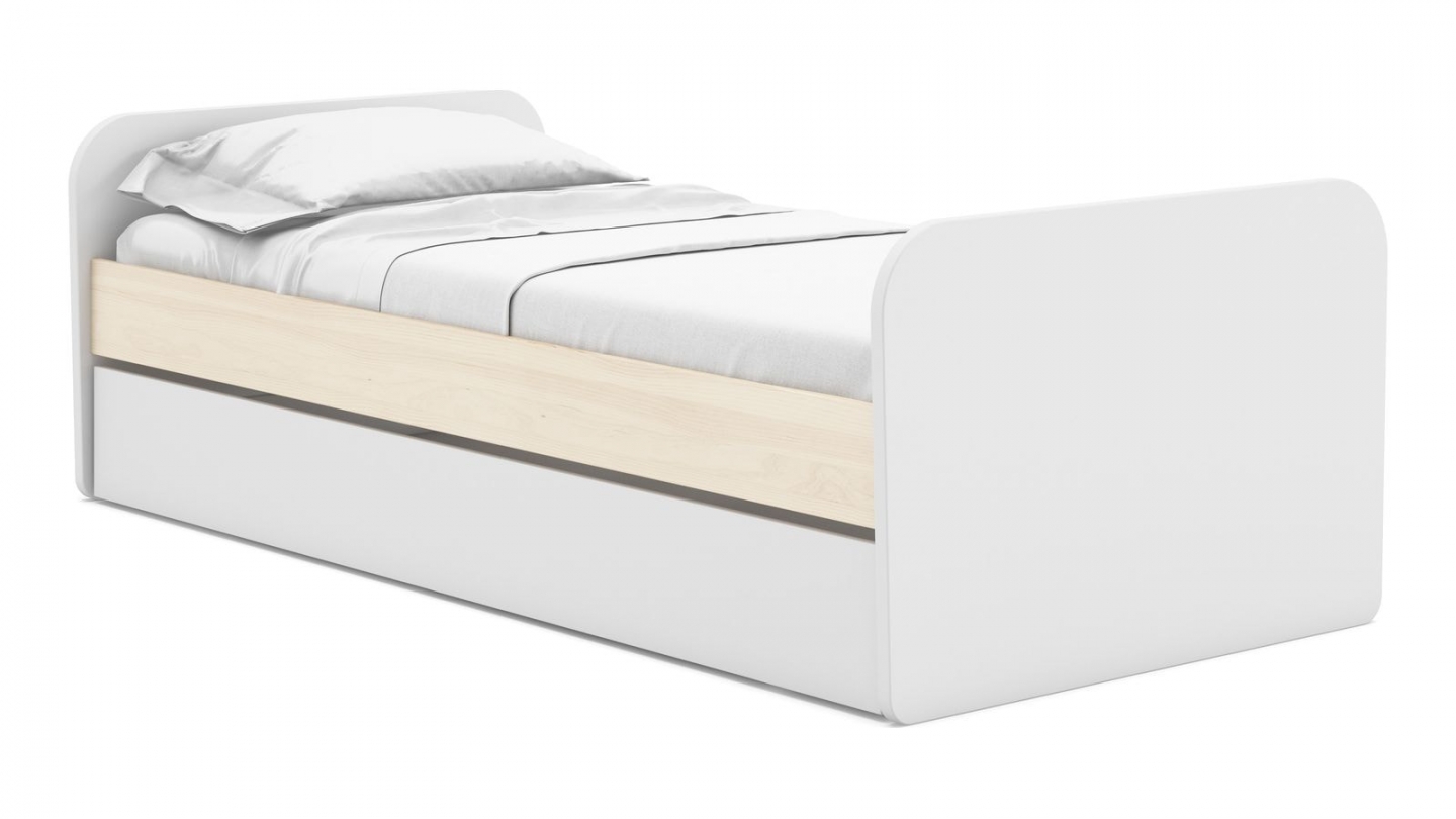 Lit gigogne enfant 90x190 cm à tiroir en bois blanc - Elise