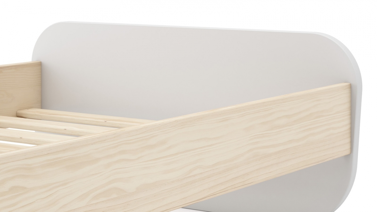 Lit enfant 90x190 cm avec tête de lit en bois blanc - Elise