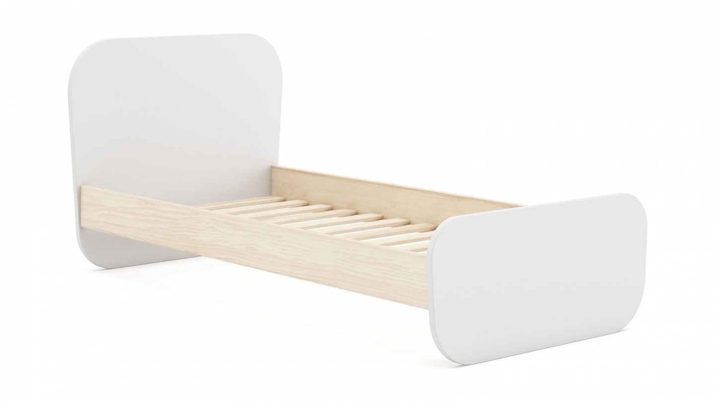 Lit enfant 90x190 cm avec tête de lit en bois blanc - Elise