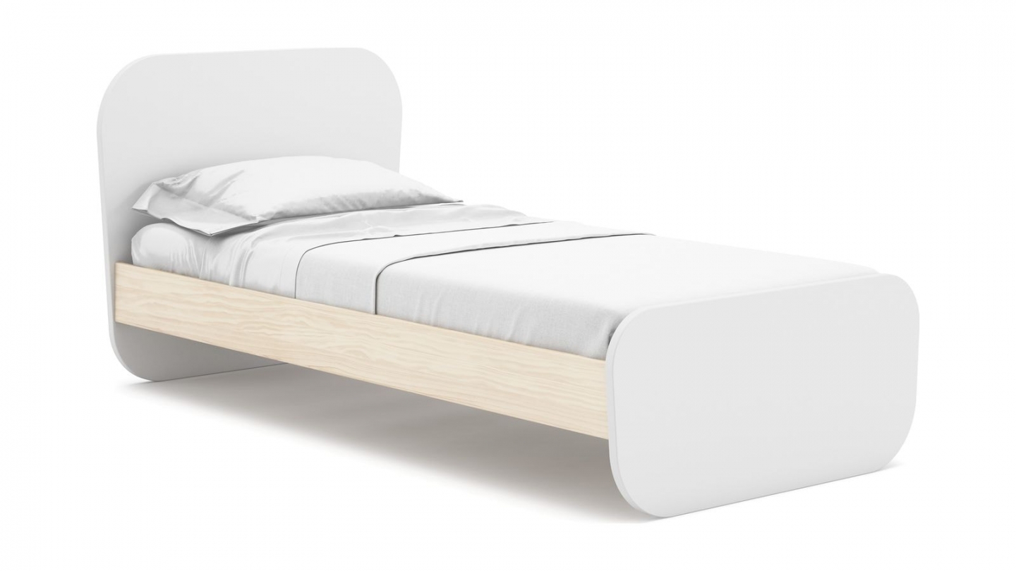 Lit enfant 90x190 cm avec tête de lit en bois blanc - Elise