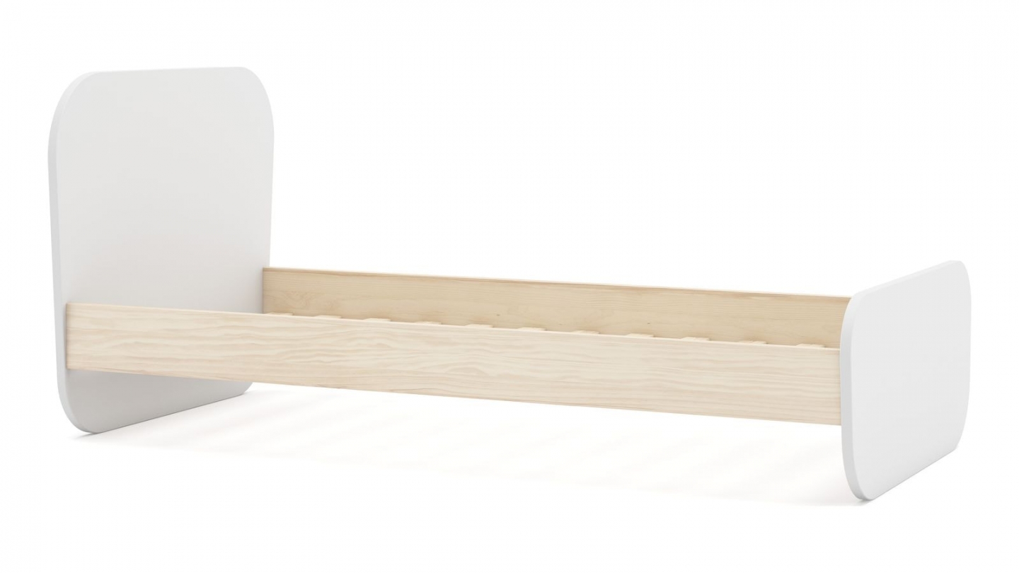 Lit enfant 90x190 cm avec tête de lit en bois blanc - Elise