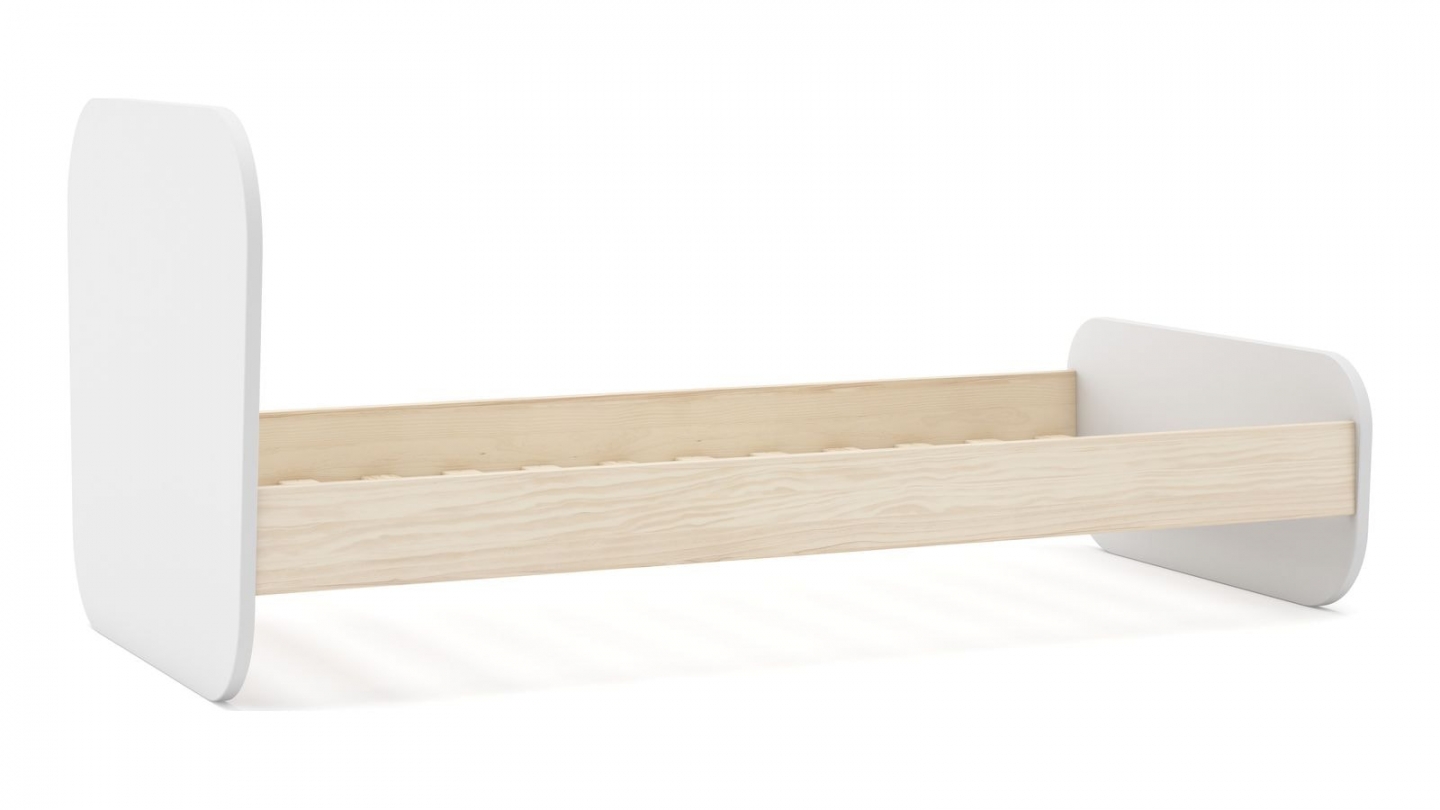 Lit enfant 90x190 cm avec tête de lit en bois blanc - Elise