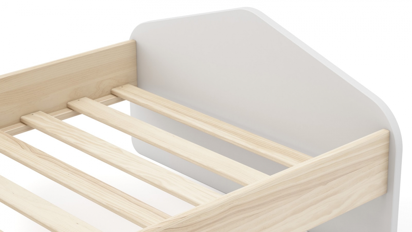 Lit enfant 90x190 cm avec tête de lit en bois blanc - Lucy