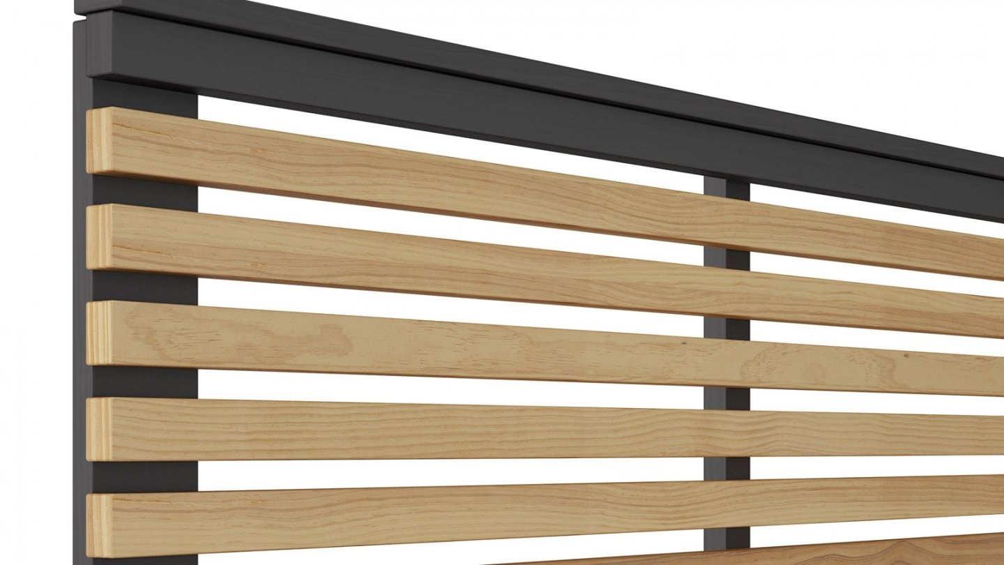 Tête de lit adulte en lattes de bois clair / bois foncé 160 cm - Timeo