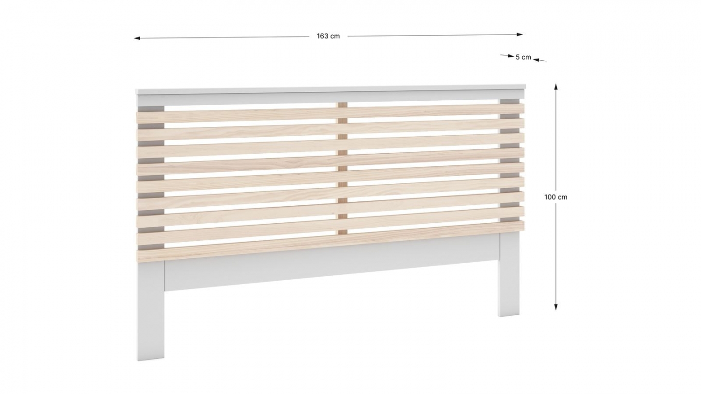 Tête de lit adulte en lattes de bois clair / vert kaki 160 cm - Lucy