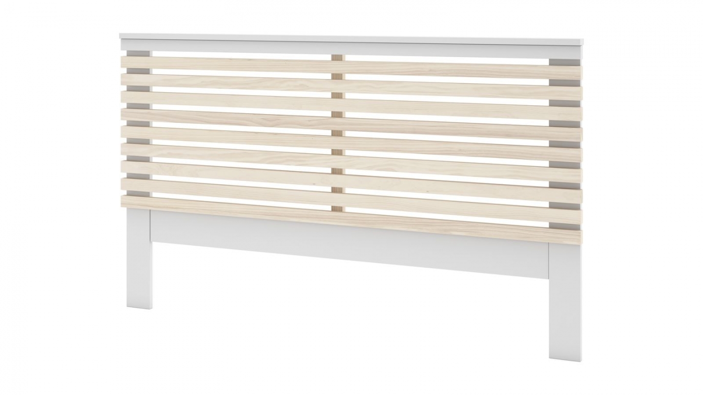 Tête de lit adulte en lattes de bois clair / vert kaki 160 cm - Lucy