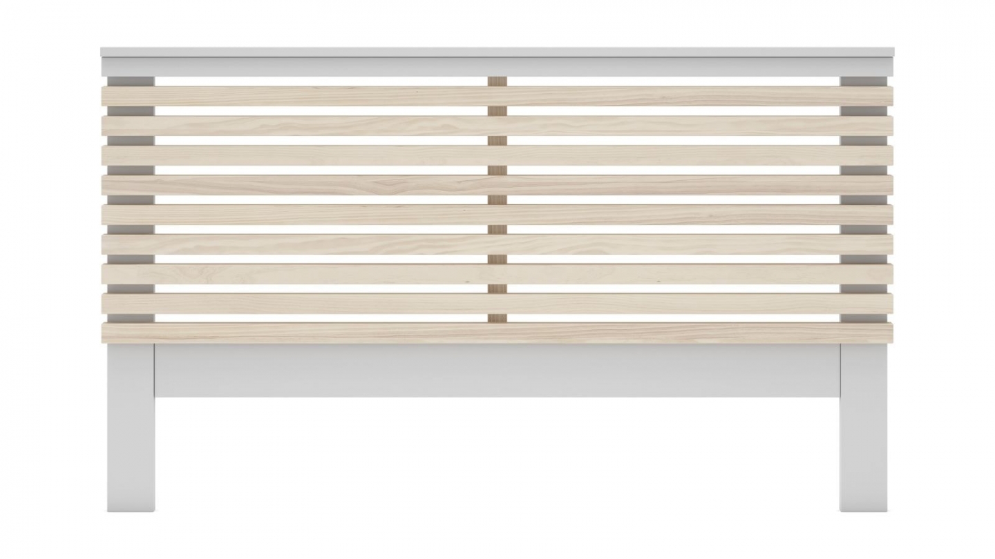 Tête de lit adulte en lattes de bois clair / vert kaki 160 cm - Lucy