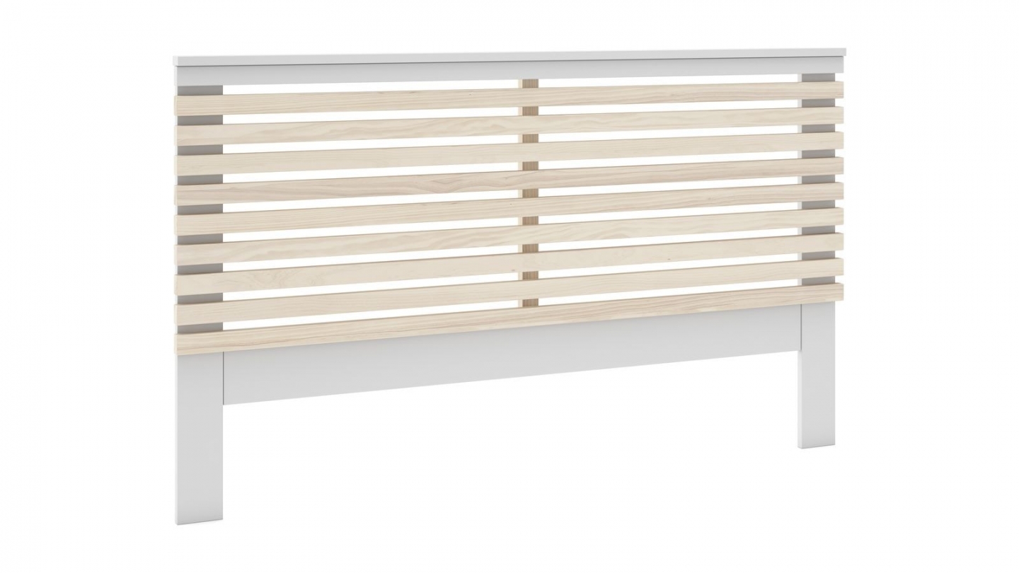 Tête de lit adulte en lattes de bois clair / vert kaki 160 cm - Lucy