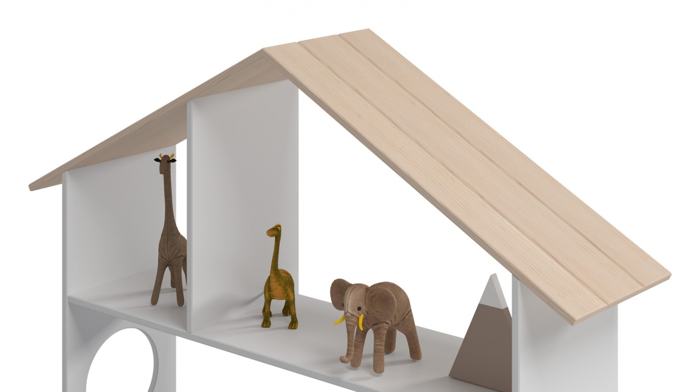 Lit enfant 90x190 cm en bois blanc avec tête de lit cabane et coffre de rangement - Anatole