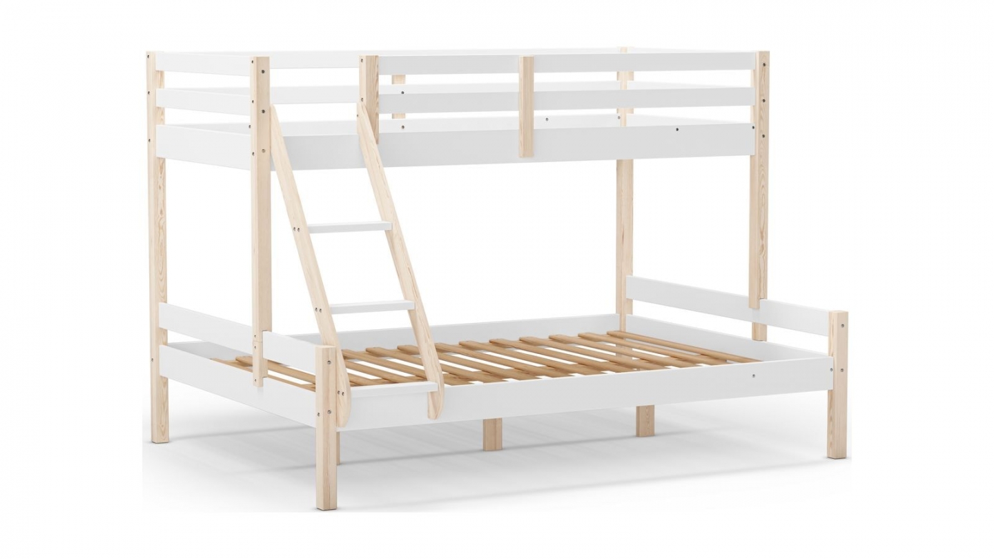 Lit superposé 3 places en bois blanc - Tandem