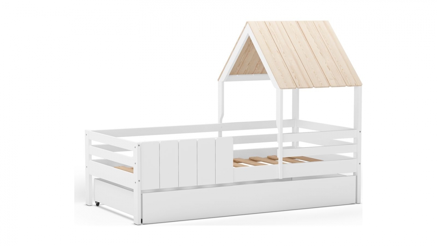 Tiroir pour lit cabane 90x190 cm en bois blanc - Eloan