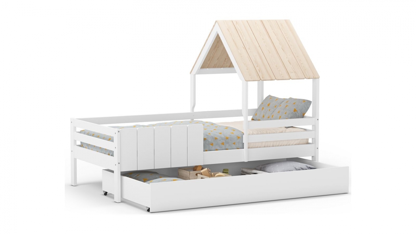 Tiroir pour lit cabane 90x190 cm en bois blanc - Eloan