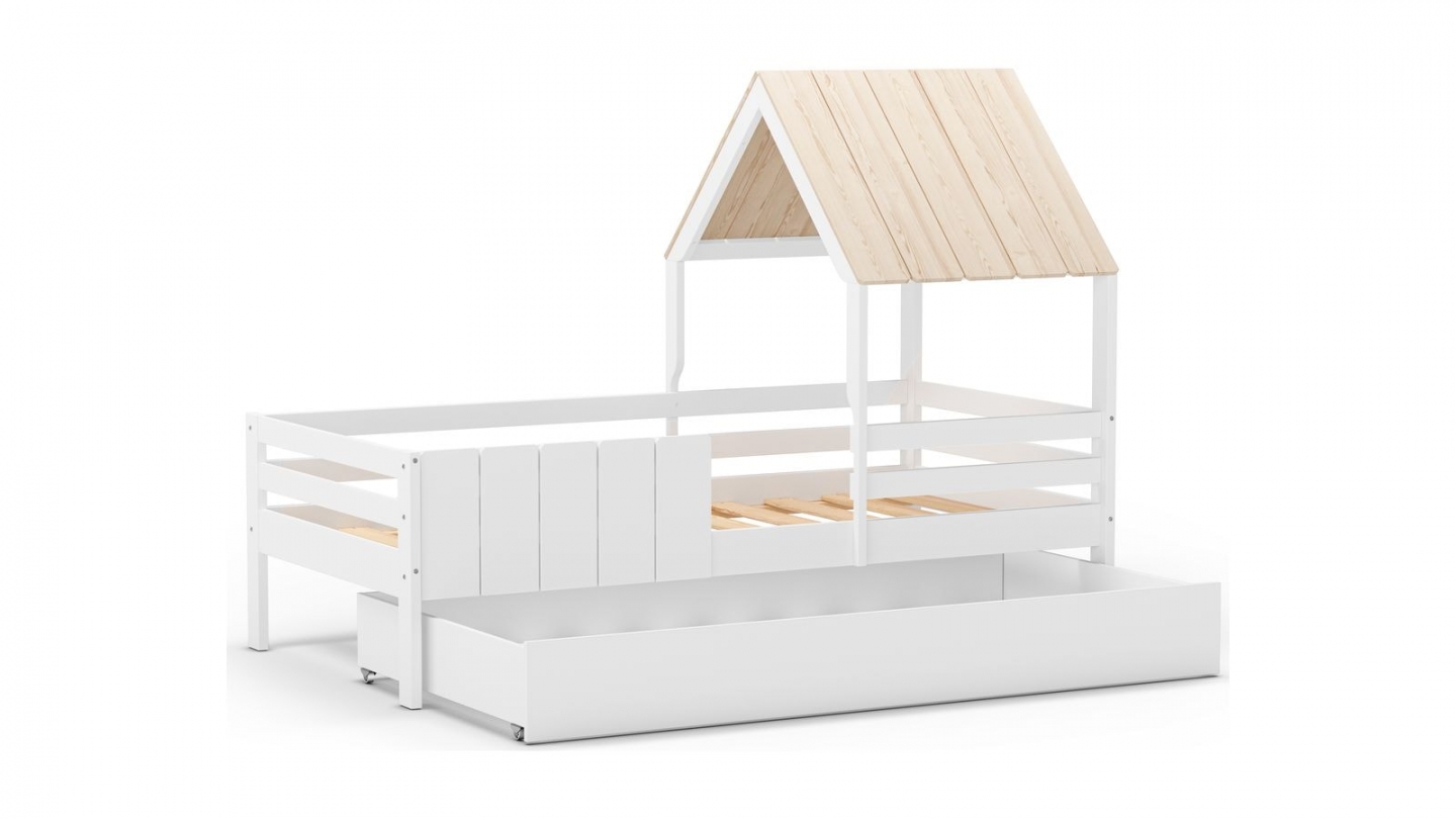 Tiroir pour lit cabane 90x190 cm en bois blanc - Eloan