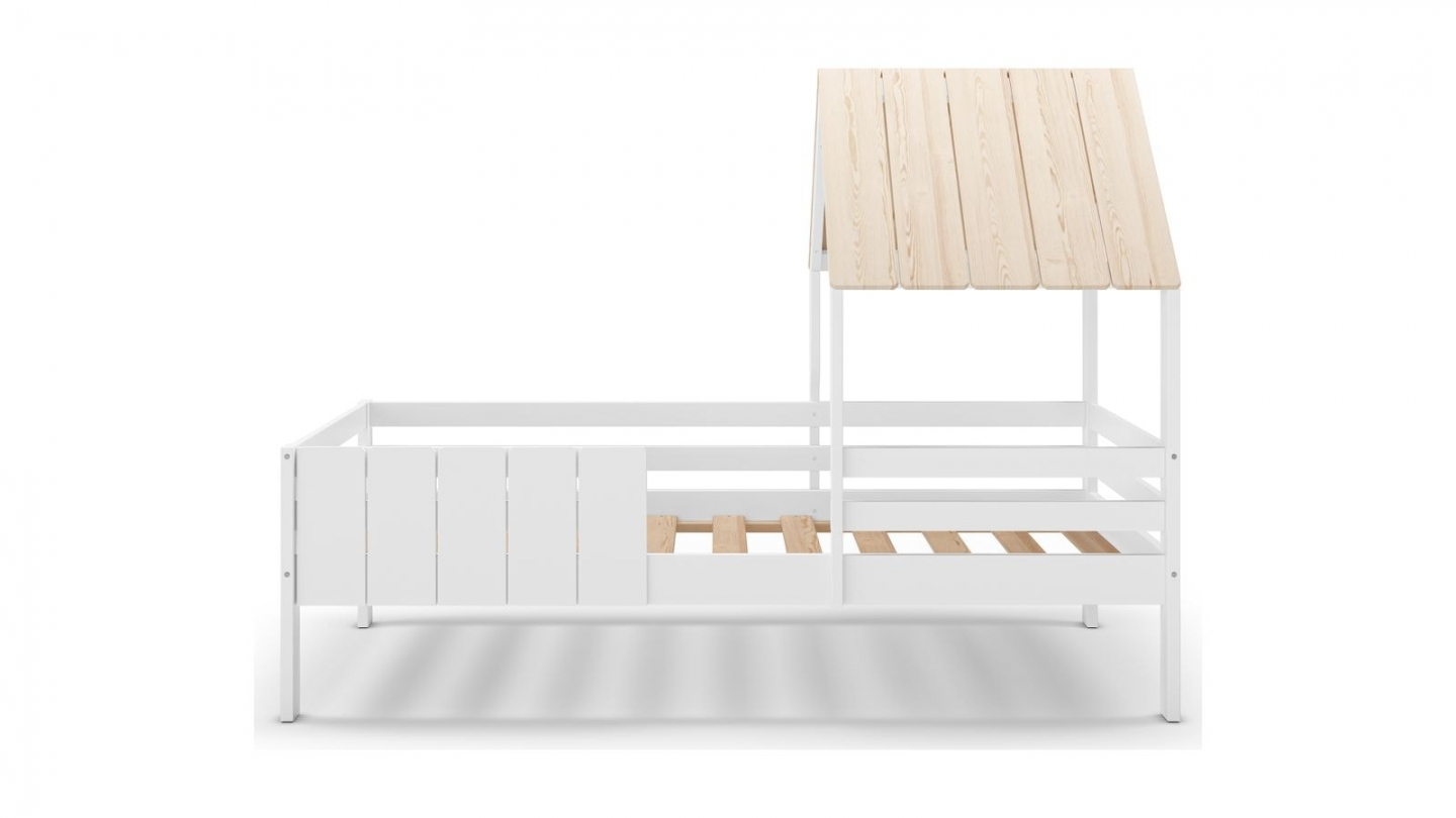 Lit cabane enfant 90x190 cm en bois blanc - Eloan