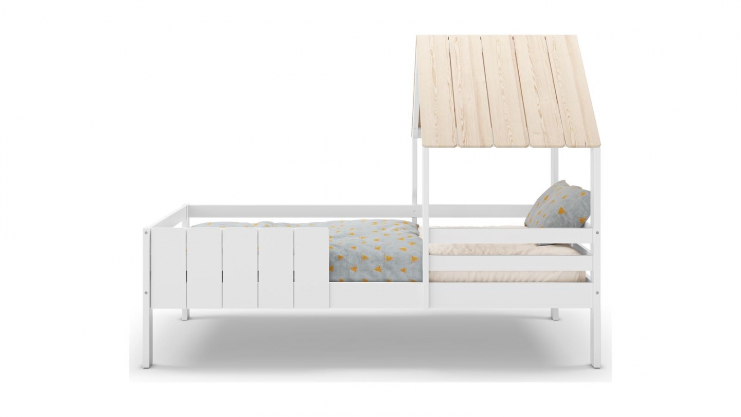 Lit cabane enfant 90x190 cm en bois blanc - Eloan