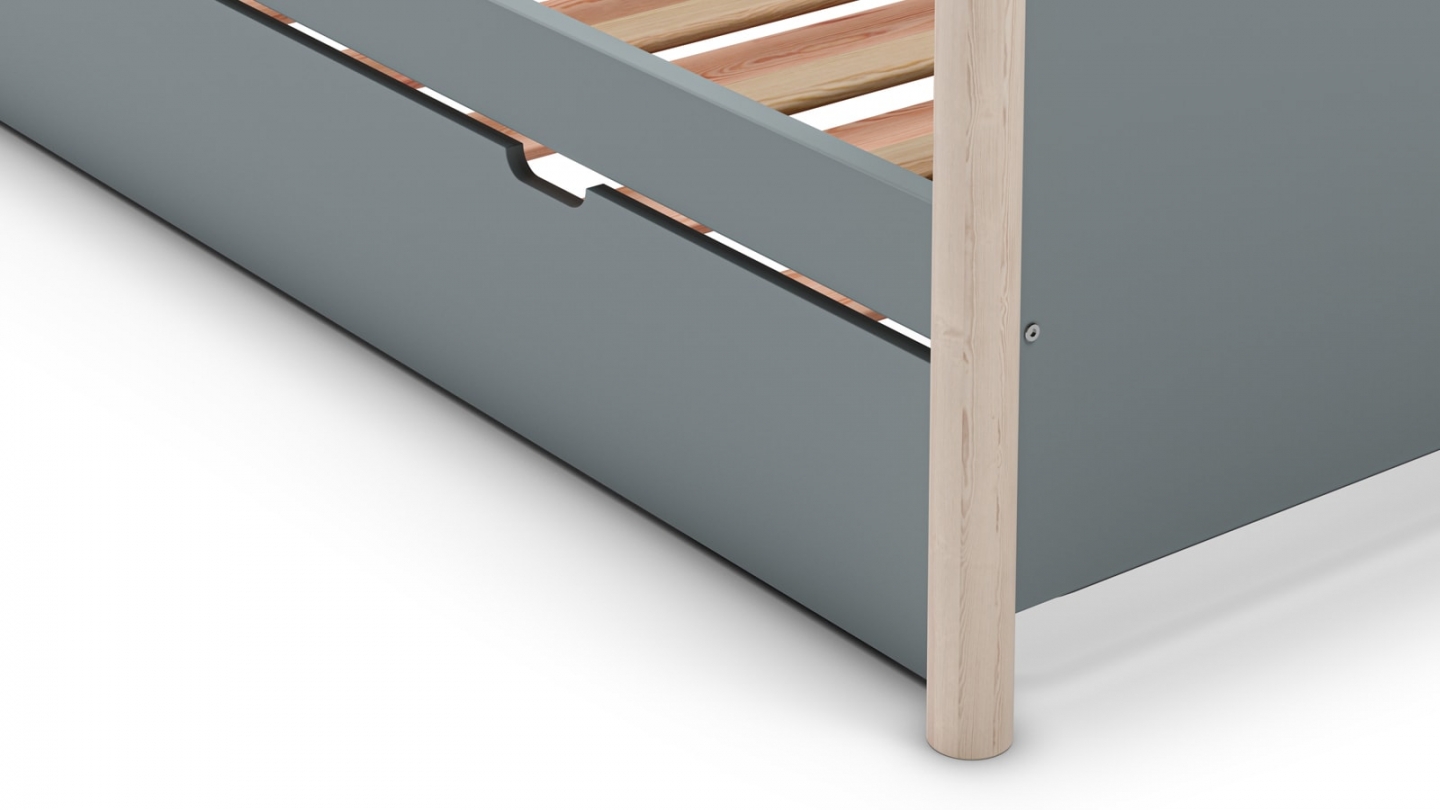 Lit enfant gigogne 90x190 cm avec tête de lit en bois vert kaki - Bastien